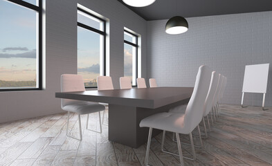 Modern office Cabinet.  3D rendering.   Meeting room