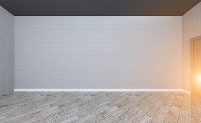 Elegant office interior. Mixed media. 3D rendering.. Sunset