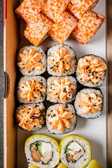 tasty sushi in the box