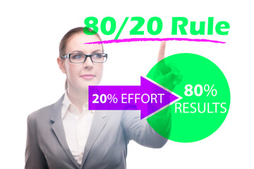 Businesswoman in pareto rule illustration