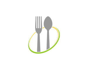 Fork and spoon in the circle logo