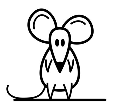 Little mouse flat style cartoon vector illustration isolated on white.
