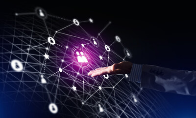 Presenting modern wireless technologies as means of communucation and networking on dark background