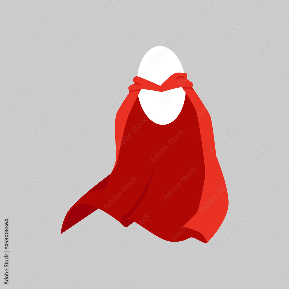 Wall mural Super hero man or woman cape blowing in wind, flat vector illustration isolated.