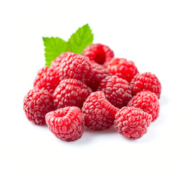Sweet raspberry with leaves