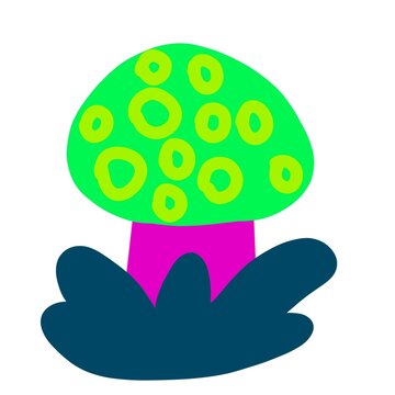 mushroom in the grass.  color icon