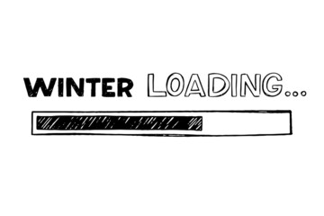 Progress bar in doodle sketch style. Winter loading icon image. Hand drawn vector illustration.