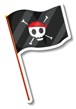 Sticker template with Pirate flag isolated