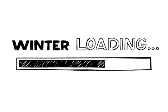 Progress bar in doodle sketch style. Winter loading icon image. Hand drawn vector illustration.