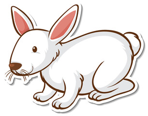 A sticker template with a white rabbit isolated