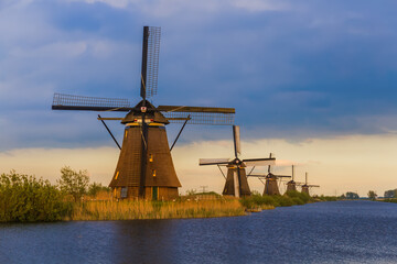 Naklejka premium Windmills in Kinderdijk - Netherlands
