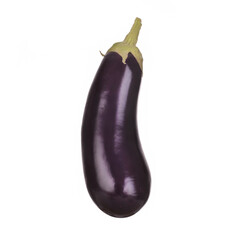 Single aubergine eggplant isolated on white