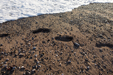 Fototapeta na wymiar Pebble stones on the sea beach