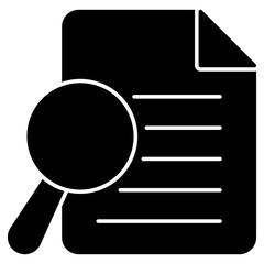 A solid design icon of search paper

