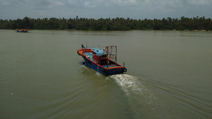Fishing boats in Muthala pozhi Harbor, Thiruvananthapuram Kerala, seascape view