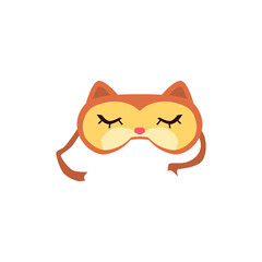 Sleeping mask with strings and cute fox mouth flat vector illustration isolated.