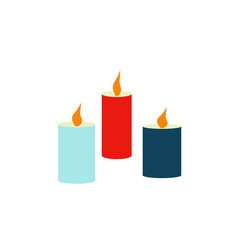 three Christmas candles on a white background