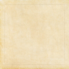 Yellowed, old paper with a texture. Square frame on a yellow background.
