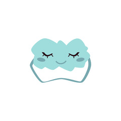 Sleep beauty mask in shape of soft kawaii face cloud, flat cartoon vector illustration isolated on white background.