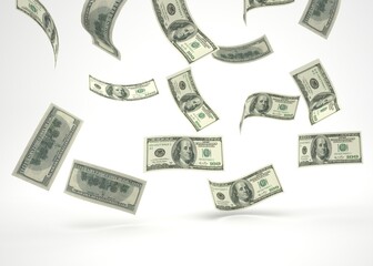 dollar bills isolated on white