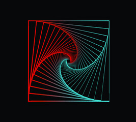 swirly blue and red line art 