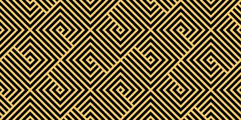 Behang Abstracte geometrische patroon. Een naadloze vectorachtergrond. Goud en zwart ornament. Grafisch modern patroon. Eenvoudig rooster grafisch ontwerp © ELENA