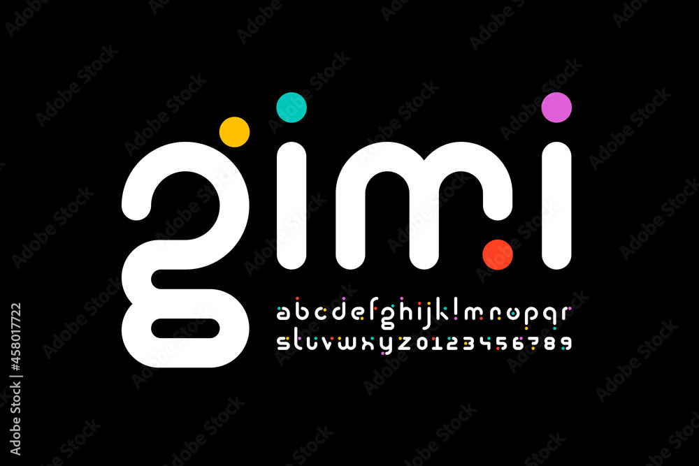 Fototapete modern minimal lowercase style font design, alphabet letters and numbers vector illustration