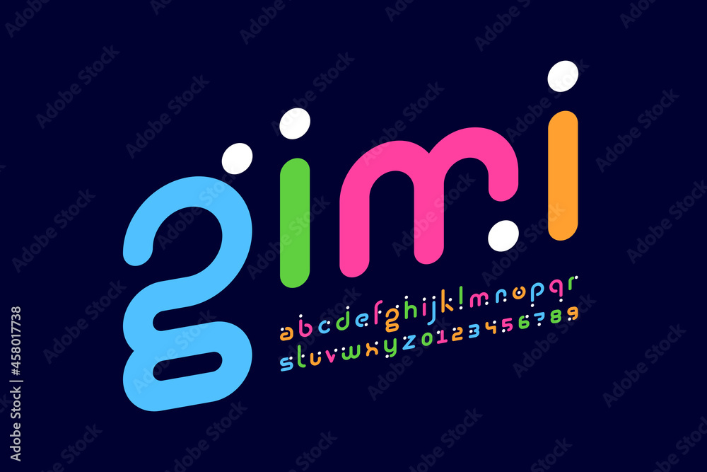 Fototapete modern minimal lowercase style font design, alphabet letters and numbers vector illustration