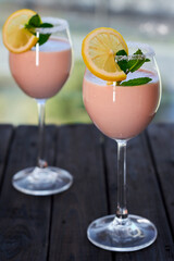 Fruit smoothie with lemon and mint