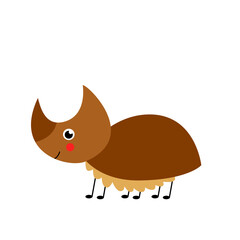 Cute vector rhinoceros beetle isolated on white background.