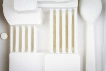 Close up of empty paper cutlery box