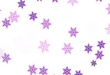 Light Purple vector pattern with christmas snowflakes, stars.