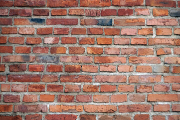 Old red brick wall - horizontal photograph