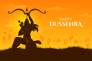Bow and Arrow of Rama in Happy Dussehra, Navratri and Durga Puja festival of India
