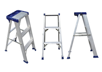 Aluminium folding ladder isolated on white background