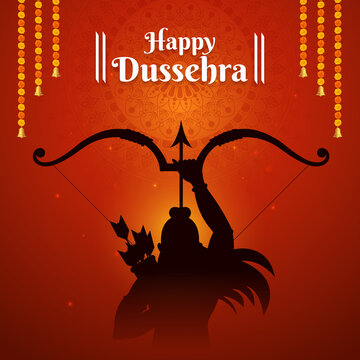 Bow and Arrow of Rama in Happy Dussehra, Navratri and Durga Puja festival of India
