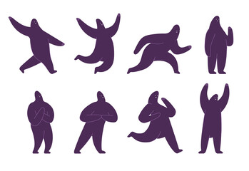 Abstract people shapes. Freehand drawing elements, big figure silhouettes. Modern graphic dark person, isolated creative human utter vector set