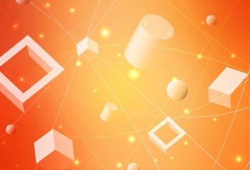 Light Orange vector pattern with polygonal style with circles.