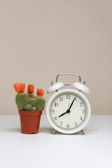 alarm clock and flowers