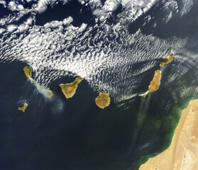 Satellite view of the volcano erupting in Ia Palma, Canary Island.Elements of this image furnished by NASA.