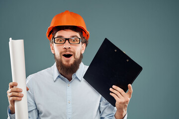 surprised man work in the construction industry success isolated background