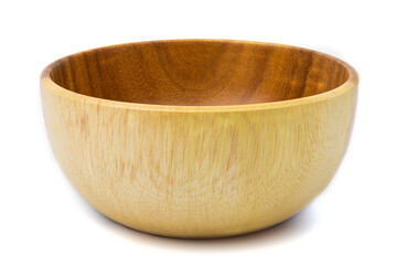 wooden bowl isolated on white background