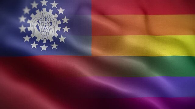 LGBT Myanmar Burma Flag Loop Background 4K