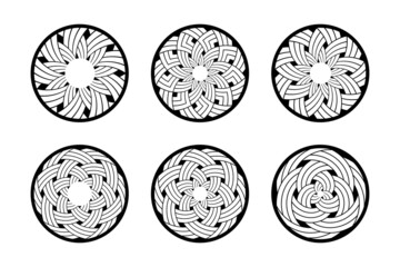 Abstract circle patterns set. Round design elements.