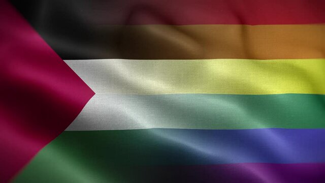 LGBT Palestine Flag Loop Background 4K