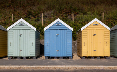 Fototapeta na wymiar Colourful wooden beach huts