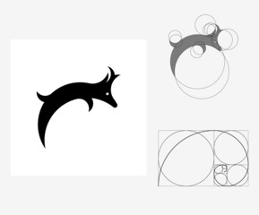 Vector deer in golden ratio style. Editable illustration