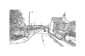 Fototapeta premium Building view with landmark of Kingston upon Hull is the city in England. Hand drawn sketch illustration in vector.