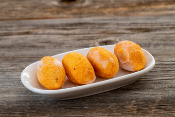 Raw kibbeh on wood background. Middle Eastern traditional cuisine