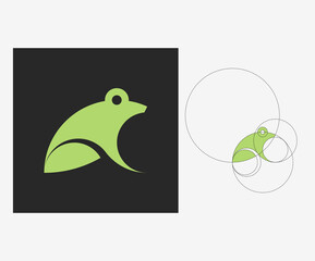 Vector frog in golden ratio style. Editable illustration